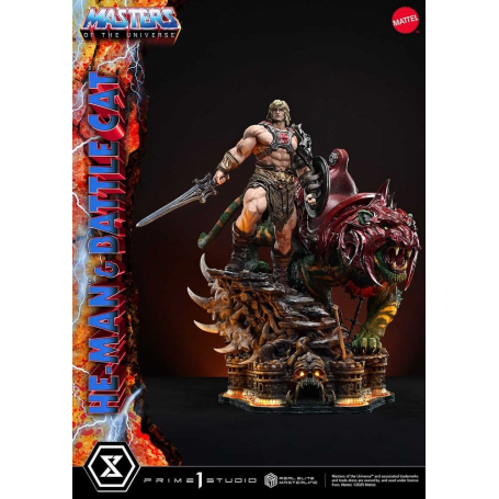 2399€ Masters of the Universe Estatua Real Elite Masterline Series 1/4 He-Man & Battle Cat Ultimate Bonus Version 86 cm